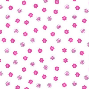 Hot Pink Flowers on White