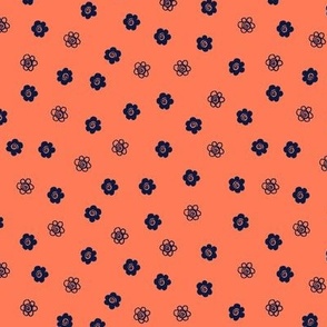 Midnight Flowers on Papaya Orange