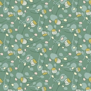 Doodle Florals - Lotus Pods I S size I 6" I Bottle on Jade Green I by House of Haricot