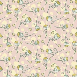 Doodle Florals - Lotus Pods I S size I 6" I Yellow on Pink I by House of Haricot