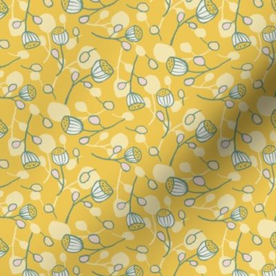 Doodle Florals - Lotus Pods I S size I 6" I Yellow on Yellow I by House of Haricot