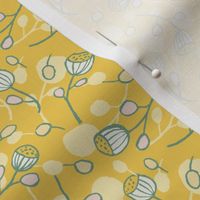 Doodle Florals - Lotus Pods I S size I 6" I Yellow on Yellow I by House of Haricot