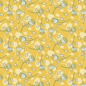 Doodle Florals - Lotus Pods I S size I 6" I Yellow on Yellow I by House of Haricot