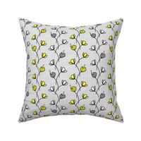 Mid Century style floral in yellow and grey