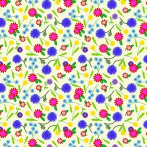 Bright Floral with soft yellow background