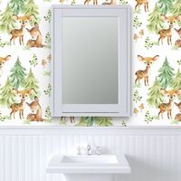 Watercolor Woodland Animals Deer Nursery