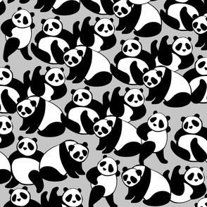 Black & White Panda Playground - Grey - MEDIUM