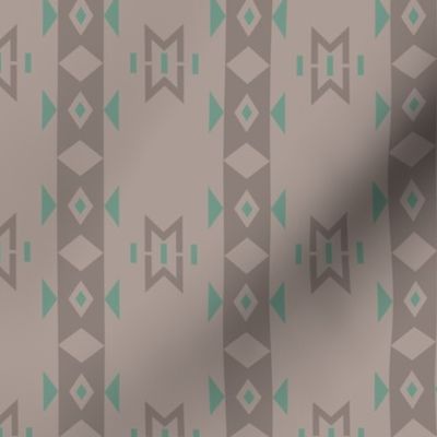 Ossineke Stripe: Taupe & Celadon Rustic Geometric, American Indian, Lodge, Southwest 