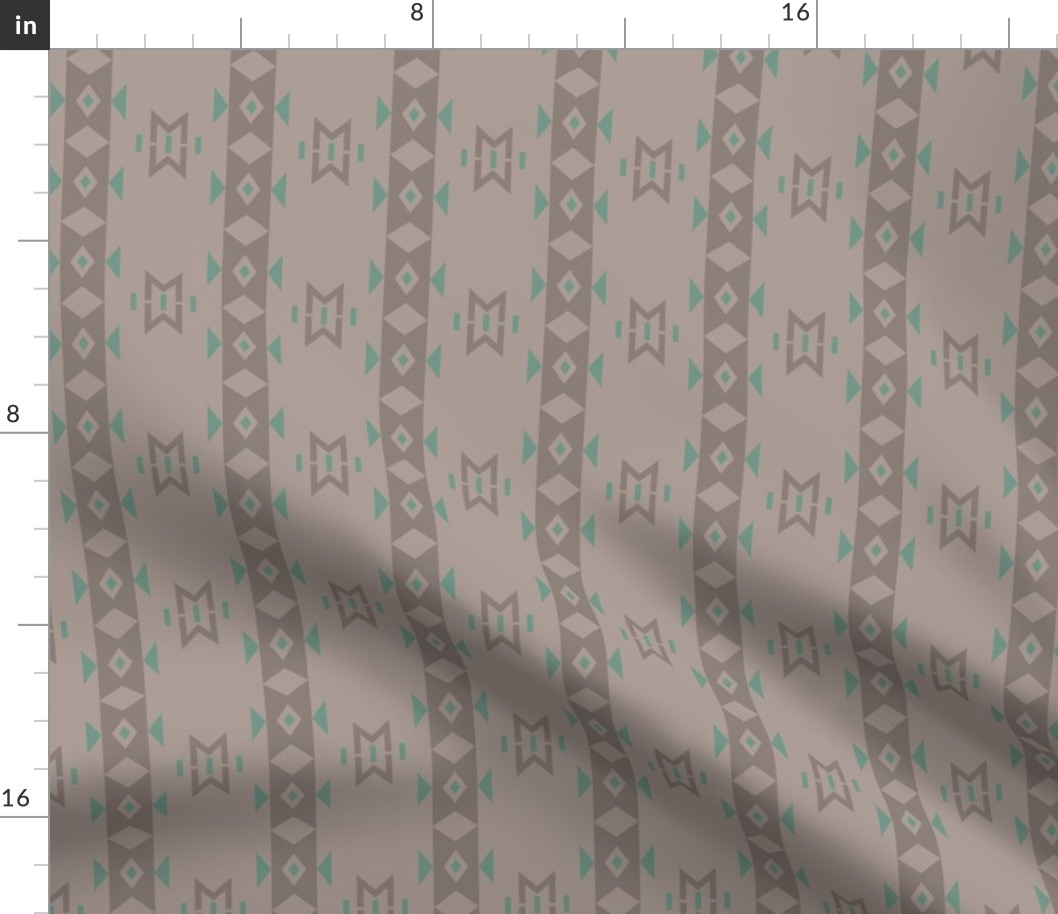 Ossineke Stripe: Taupe & Celadon Rustic Geometric, American Indian, Lodge, Southwest 