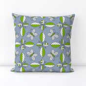Leaf design with butterflies green grey