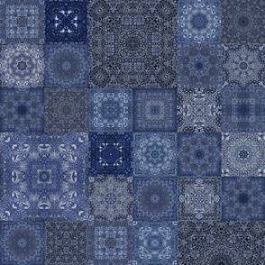 William Morris Quilt Design Blue Smaller Scale