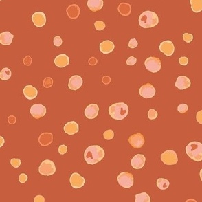 379 - Medium scale Watercolour dots in random placement, in sumptuous orange tones:  for home decor items, crafting and apparel.