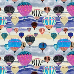 Hot Air balloons travel over the Alps, 12” repeat