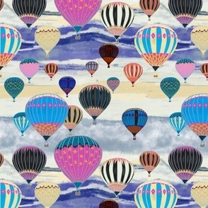 multi coloured hot air balloons Over the Alps 6” repeat