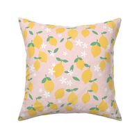 Citrus garden summer blossom lemons and oranges fruit design blush pink green yellow