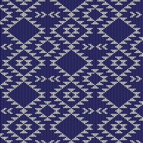 Desert Kilim Aztec beads navy blue white Southwestern