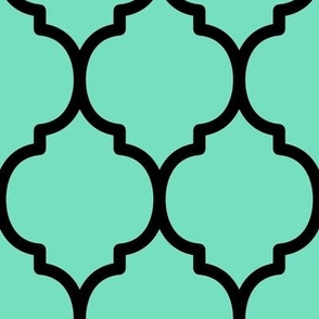 Extra Large Moroccan Tile Pattern - Aqua Mint and Black
