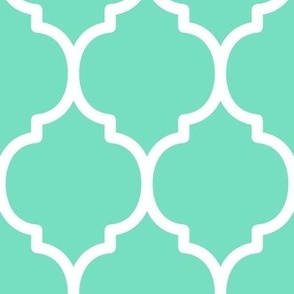 Extra Large Moroccan Tile Pattern - Aqua Mint and White
