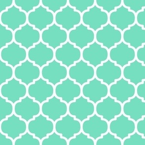 Moroccan Tile Pattern - Aqua Mint and White