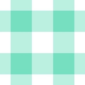 Jumbo Gingham Pattern - Aqua Mint and White