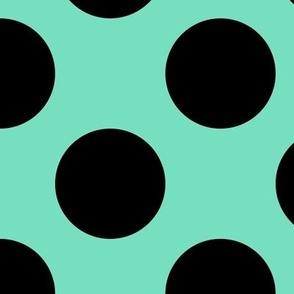 Large Polka Dot Pattern - Aqua Mint and Black