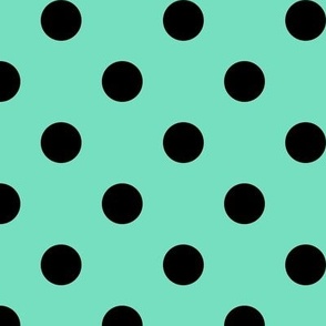 Big Polka Dot Pattern - Aqua Mint and Black
