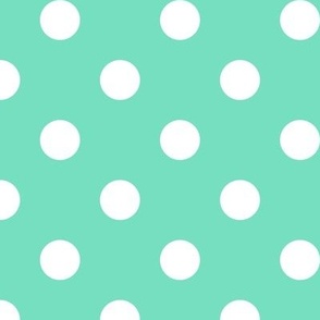 Big Polka Dot Pattern - Aqua Mint and White