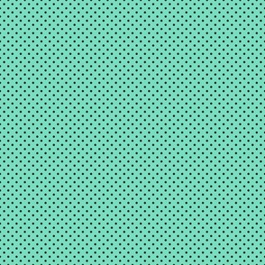 Micro Polka Dot Pattern - Aqua Mint and Black