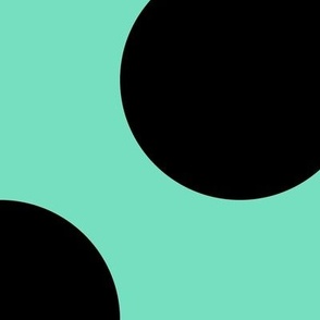 Jumbo Polka Dot Pattern - Aqua Mint and Black