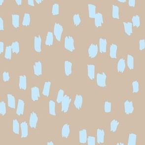 Messy dashes fun brush strokes minimalist design retro confetti light blue on beige neutral 