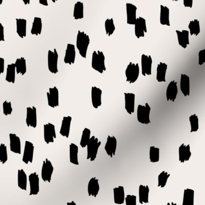 Messy dashes fun brush strokes minimalist design retro confetti black on ivory white