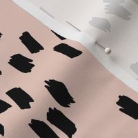 Messy dashes fun brush strokes minimalist design retro confetti black on blush pink