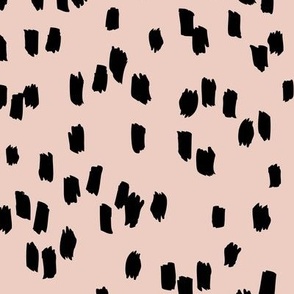 Messy dashes fun brush strokes minimalist design retro confetti black on blush pink
