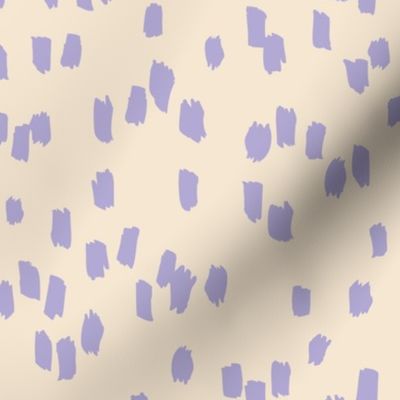 Messy dashes fun brush strokes minimalist design retro confetti lilac purple on cream butter