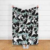 Black & White Panda Playground - Blue - LARGE