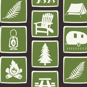 Follow The Signs - Summer Camp Trail Signs - Brown Green Large Scale