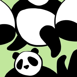 LARGE - Black & White Panda Playground - Green 