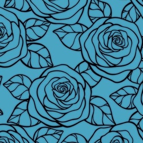 Rose Cutout Pattern - Blueberry Sorbet and Black