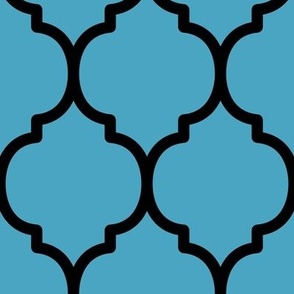 Extra Large Moroccan Tile Pattern - Blueberry Sorbet and Black
