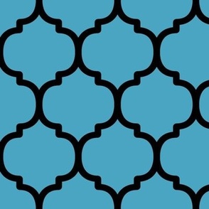 Large Moroccan Tile Pattern - Blueberry Sorbet and Black