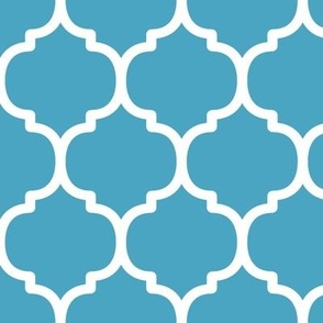 Large Moroccan Tile Pattern - Blueberry Sorbet and White