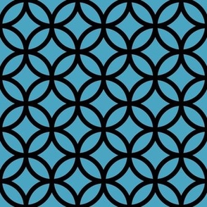 Interlocked Circle Pattern - Blueberry Sorbet and Black