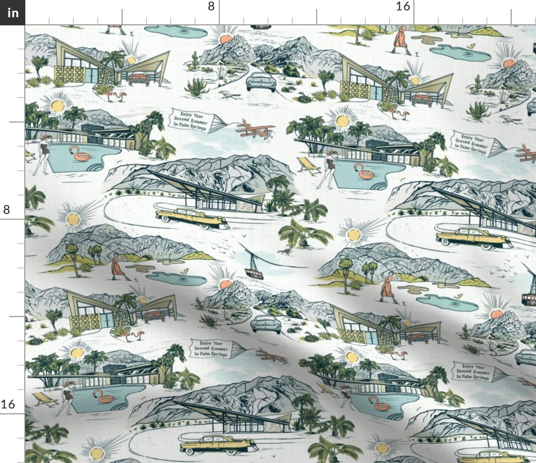 PALM SPRINGS MID-CENTURY TOILE - COLORED, JUMBO SCALE