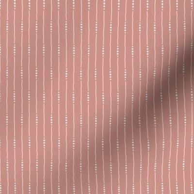 Sile Stripe: Dusty Coral & Shell Pink Dotted Thin Stripe