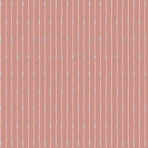 Sile Stripe: Dusty Coral & Shell Pink Dotted Thin Stripe