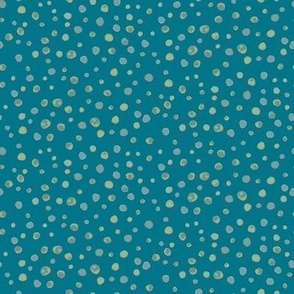 379 - Mini micro watercolour dots in random placement, in regal teal jewel tones:  for home decor items, crafting and apparel.