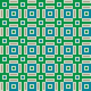 Essex Mod Groovy Cool Mid-Century Modern Geometric in Kelly Green Blue Beige - MEDIUM Scale - UnBlink Studio by Jackie Tahara