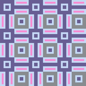 Essex Mod Groovy Cool Mid-Century Modern Geometric in Pink Purple Gray - LARGE Scale - UnBlink Studio by Jackie Tahara
