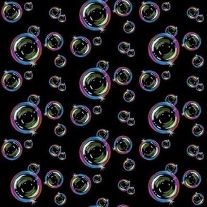 Brilliant Bubble Baubles - black and rainbow hues, jumbo scale for cute bed linen and home decor