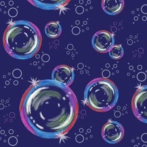 Brilliant Bubble Baubles - purple blue and rainbow hues, jumbo scale for cute bed linen and home decor